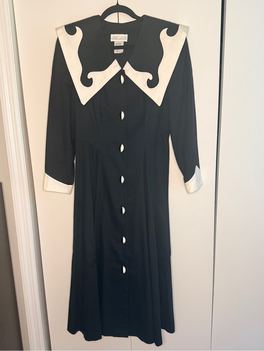 VINTAGE Black & White Leslie Lucks Dress